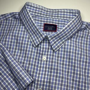 UNTUCKit Dante Blue White Plaid Men's XXL Cotton Short‎ Sleeve Button Down Shirt